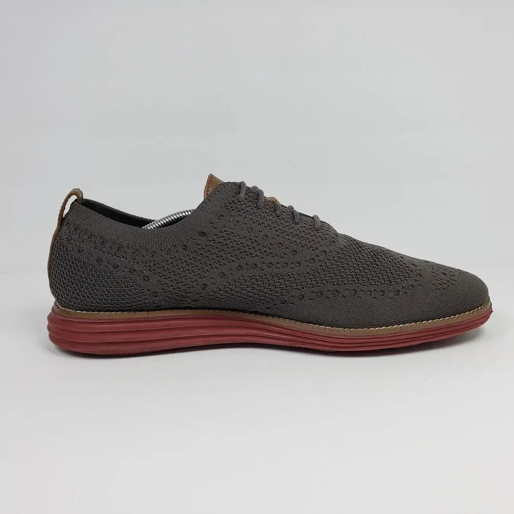 Cole Haan Original Grand Mens Size 13 Gray Red Knit Wingtip Oxford Shoes C35980